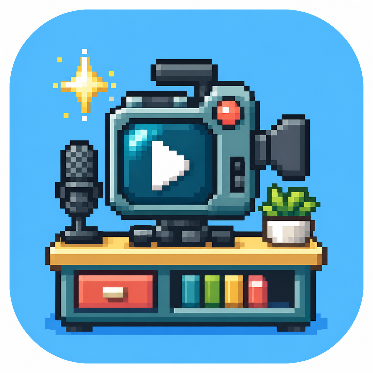 Creator Studioのビデオカメラとマイクのドット絵アイコン